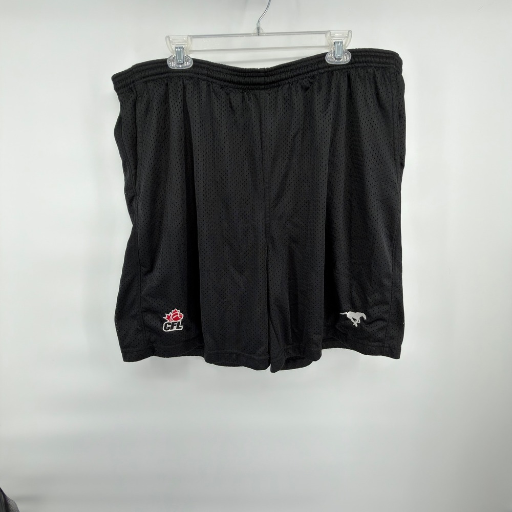 Reebok CFL Calgary Stampeders Shorts Mens 2XL Black Mesh Athletic BR2519